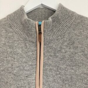 J McLaughlin Grey Cashmere 1/4 zip up sweater XL